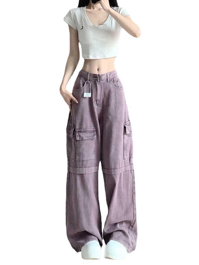 Retro Purple Cargo Jeans Women by Glamytek