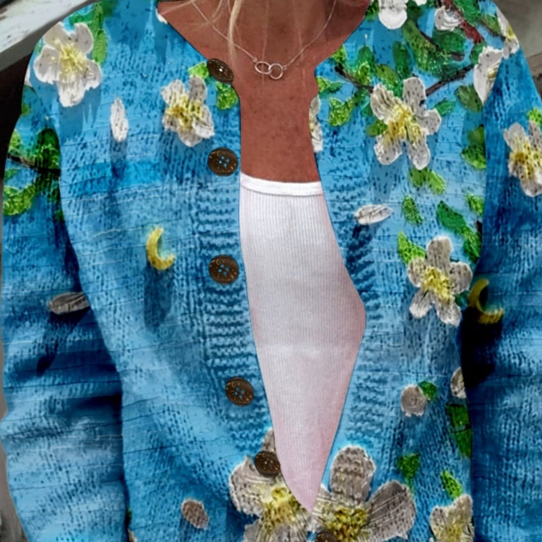 New Women's Autumn And Winter Style Loose 3D Printed Knitted Cardigan Sweater by Glamytek