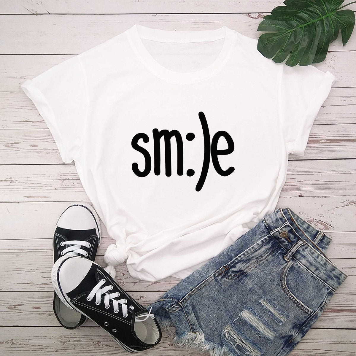 S-5XL Plus Size TShirt Women New Smile Letter Printed Shirt O Neck Short Sleeve Tees Summer Top 100%cotton Women's T-shirts by Glamytek