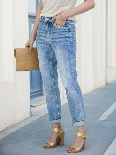 2025 Women's Denim Pants, Tight Jeans, Built In Zipper Closure, Foldable Legs by Glamytek