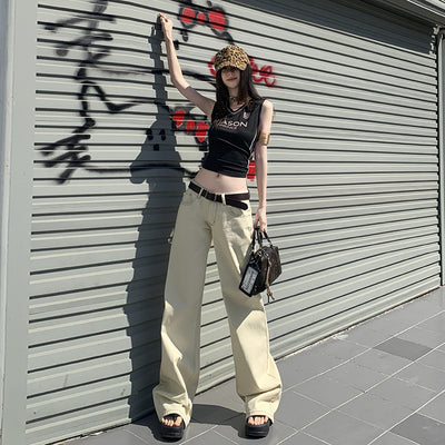 Retro hot girl style low-waisted wide-leg pants by Glamytek