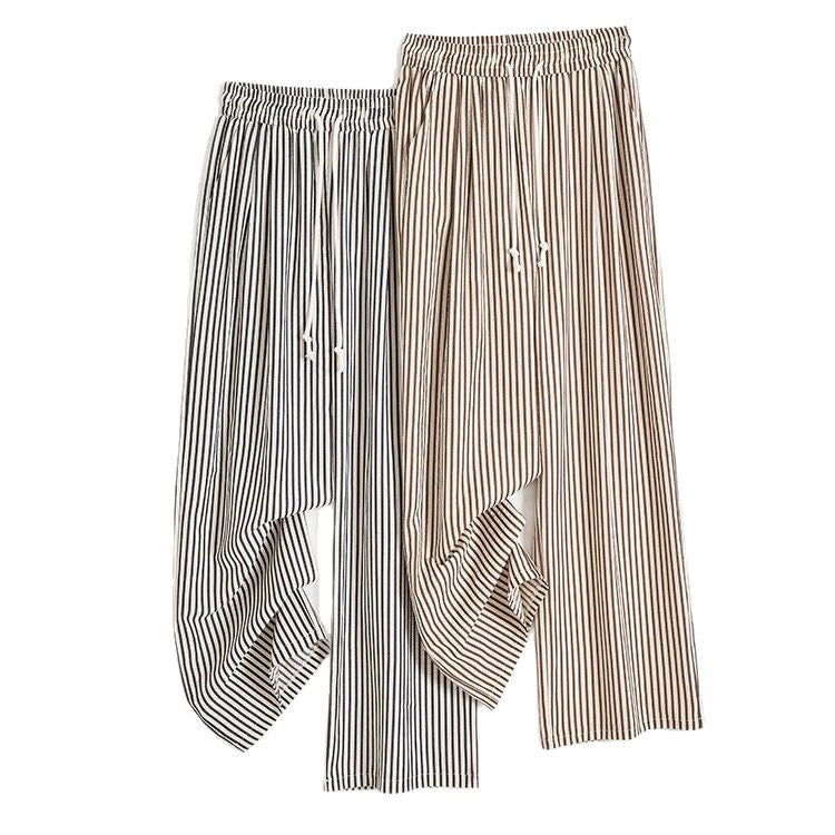 Black and White Vertical Stripe Wide Leg Pants