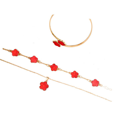 Five Leaf Clover Necklace Ring Earrings for Women