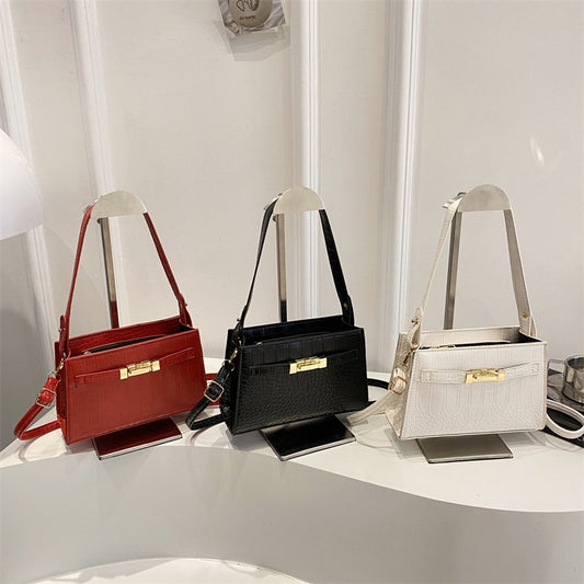 Women's PU Crocodile Pattern Shoulder Handbag