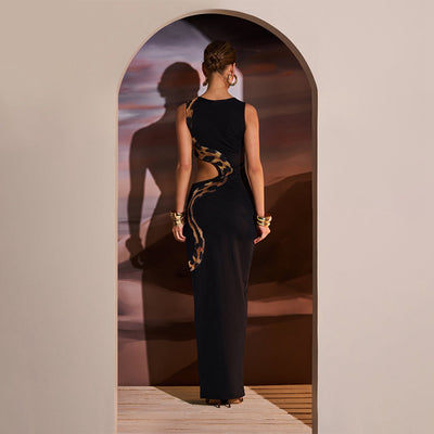 Sleeveless, sexy and slimming slit long dress by Glamytek