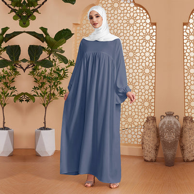 Abaya Robe Women's Long Dress Middle East Turkey Solid Color Simple Loose dress by Glamytek