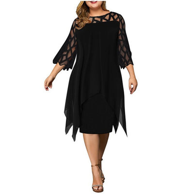 Lace-stitched three-quarter-length dress by Glamytek