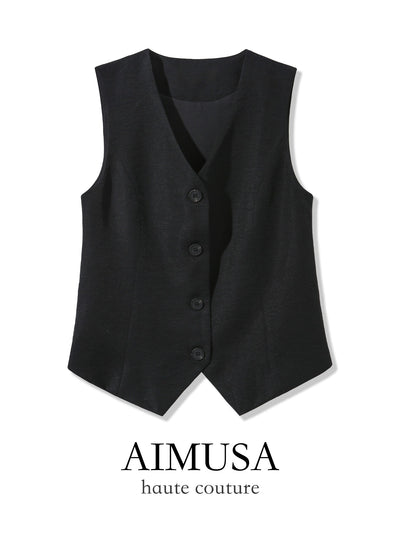 [Natural Fiber] Linen vest Vest Women's Summer 2025 Spring and Summer New arrival Elegant Sleeveless Waistcoat Vest by Glamytek