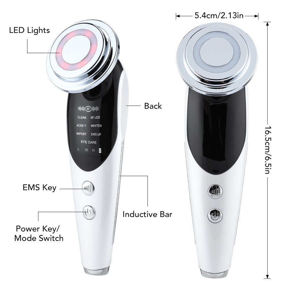 7-in-1 Facial Massager EMS Micro-current Color Light Vibration LED Beauty Purifying Introducer Skin Care Beauty Device by Glamytek