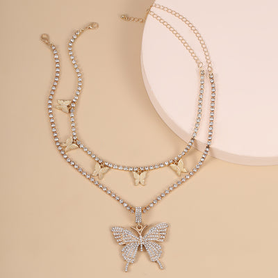 Multi-layered necklace butterfly necklace by Glamytek