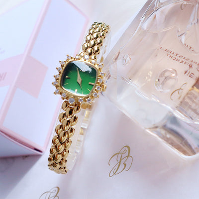 Fashionable fine-chain quartz square watch for ladie