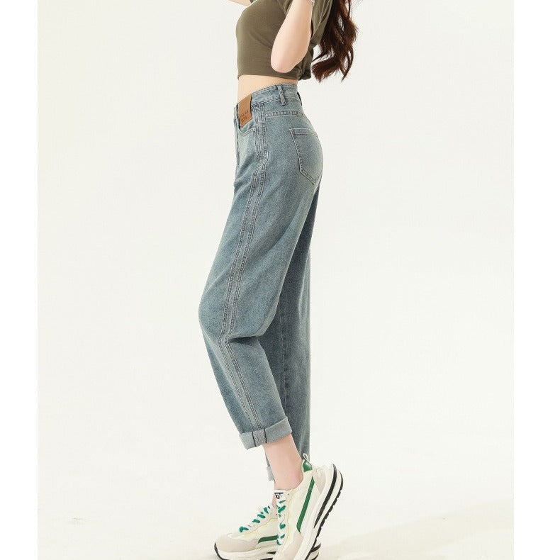 High Waist Straight Harem Jeans Women by Glamytek