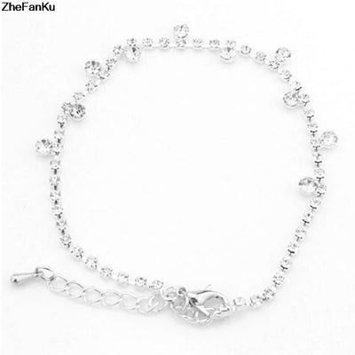 Small Diamond Anklet With Rhinestone Anklet by Glamytek