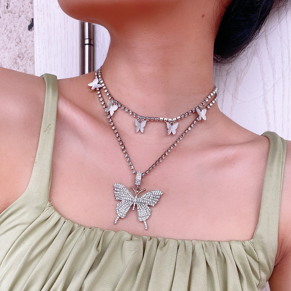 Multi-layered necklace butterfly necklace by Glamytek