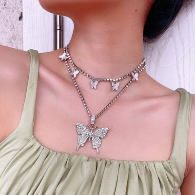 Multi-layered necklace butterfly necklace by Glamytek