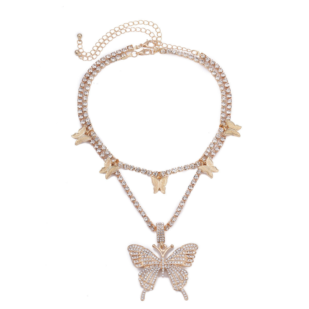 Multi-layered necklace butterfly necklace by Glamytek