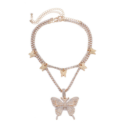 Multi-layered necklace butterfly necklace by Glamytek