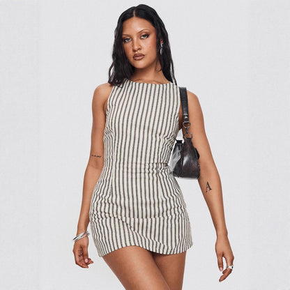 Casual Striped Sleeveless Dress