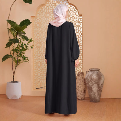 Abaya Robe Women's Long Dress Middle East Turkey Solid Color Simple Loose dress by Glamytek