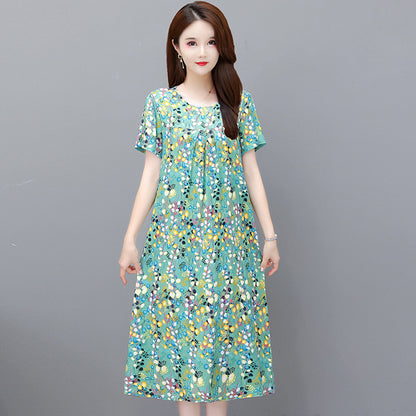 Cotton and silk dress for middle-aged summer