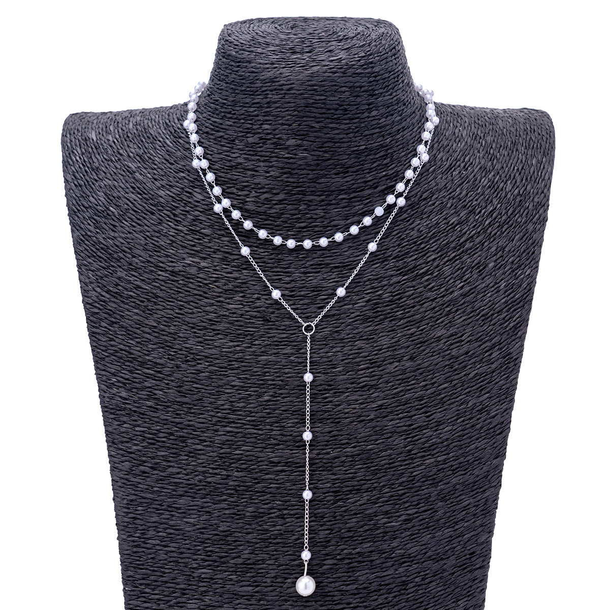 Imitation Pearl Tassel Double-Layer Necklace