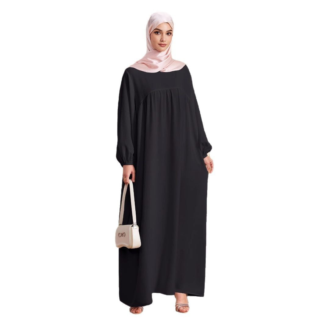 Abaya Robe Women's Long Dress Middle East Turkey Solid Color Simple Loose dress by Glamytek