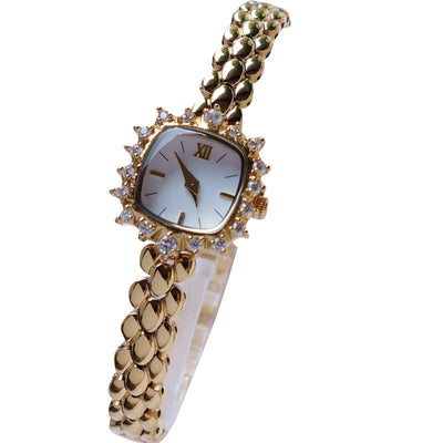 Fashionable fine-chain quartz square watch for ladie