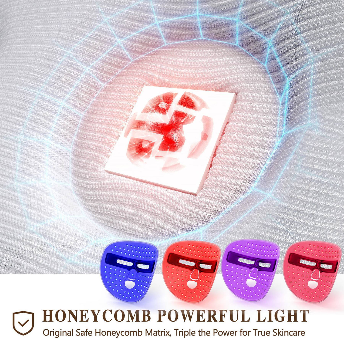 LED Face Mask Facial Care Tool, Red Light Therapy Mask For Face For Home Travel by Glamytek
