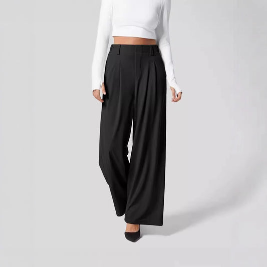 High-waisted  wide-leg loose trousers