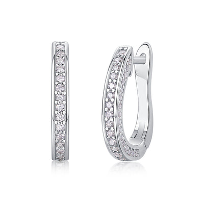 Highlight - S925 Moissanite Sterling Silver Earrings With Platinum-plated Stud Earrings, Fashionable, Trendy And Affordable Diamond Jewelry by Glamytek