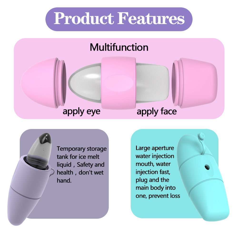 Silicone Ice Face Roller Contour Shrink Pores Remove Dark Circles Massage Skin Beauty Facial Roller For Eyes Neck Skin Care Tool by Glamytek