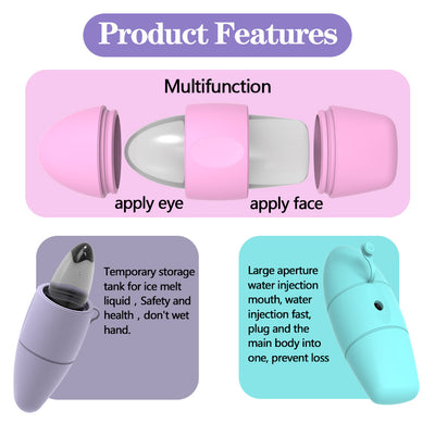 Silicone Ice Face Roller Contour Shrink Pores Remove Dark Circles Massage Skin Beauty Facial Roller For Eyes Neck Skin Care Tool by Glamytek