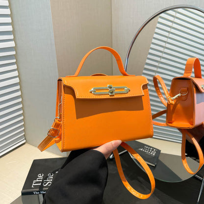Solid Color PU Bag Small Square Handbag