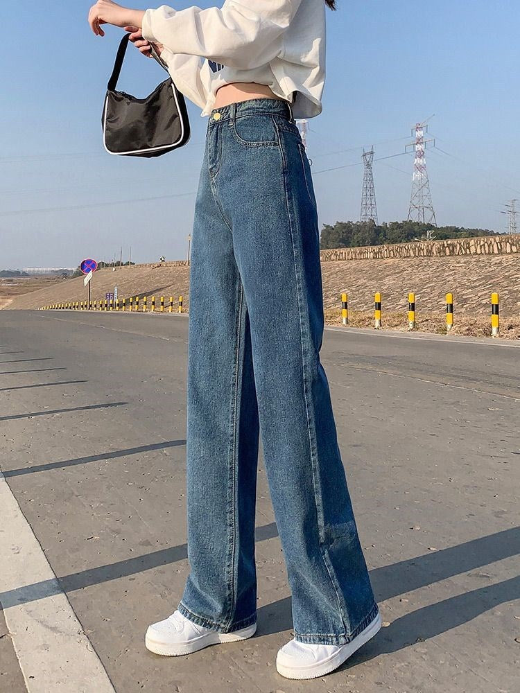 Wide Leg Jeans For Women Bottom Baggy Denim Pants Trousers by Glamytek