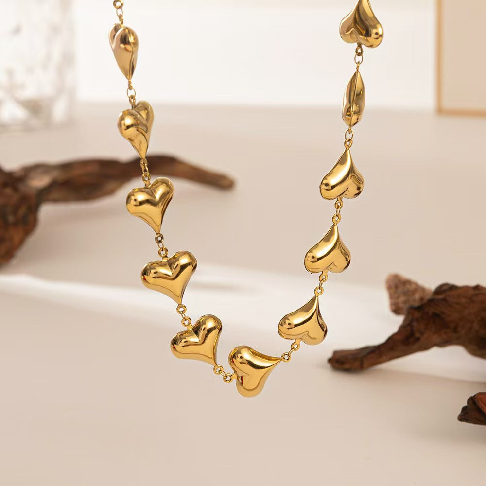 Steel Heart Necklace and Bracelet
