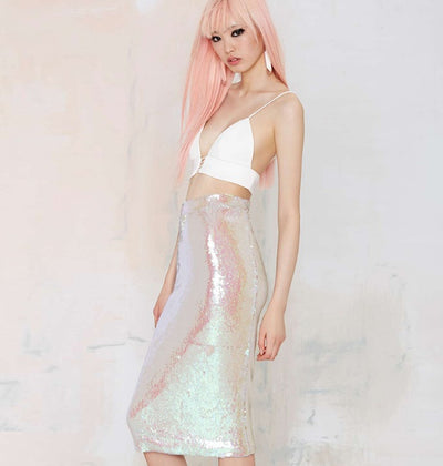 HDY Haoduoyi Women Summer Fashion Retro High Waist Skirt Sequined Pencil Bodycon Skirts by Glamytek