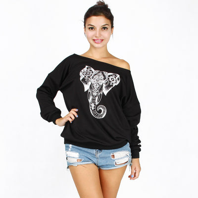 Autumn T-Shirts For Women Slash Neck Tee Shirt by Glamytek