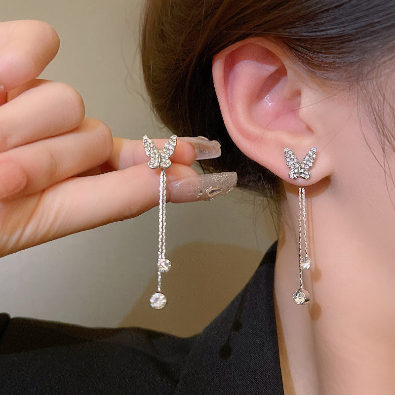 Butterfly Tassel Earrings Temperament Entry Lux Niche High Sense Internet Celebrity Jewelry by Glamytek