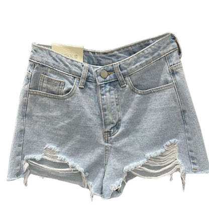 Women's fringed denim shorts