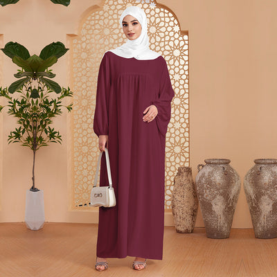 Abaya Robe Women's Long Dress Middle East Turkey Solid Color Simple Loose dress by Glamytek