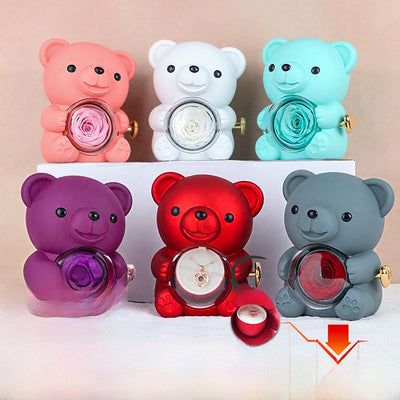 Hug Bear Flip Surprise Rose Flower Jewelry Box