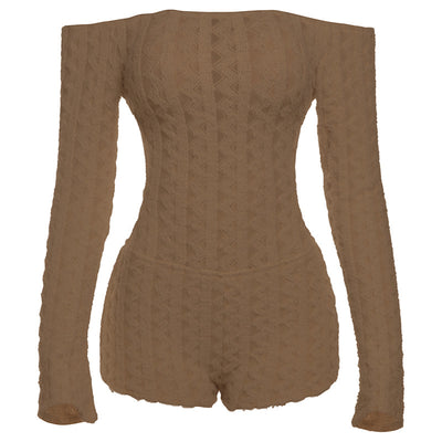 Backless Long Sleeve High Waist Slim Fit Jumpsuit Polyester