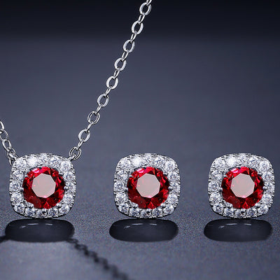 Set Square Necklace Stud Jewelry Set by Glamytek