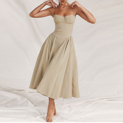 Skirt New Arrival Retro Long Skirt Palace Style Dopamine Wear with Sling for dress Women by Glamytek