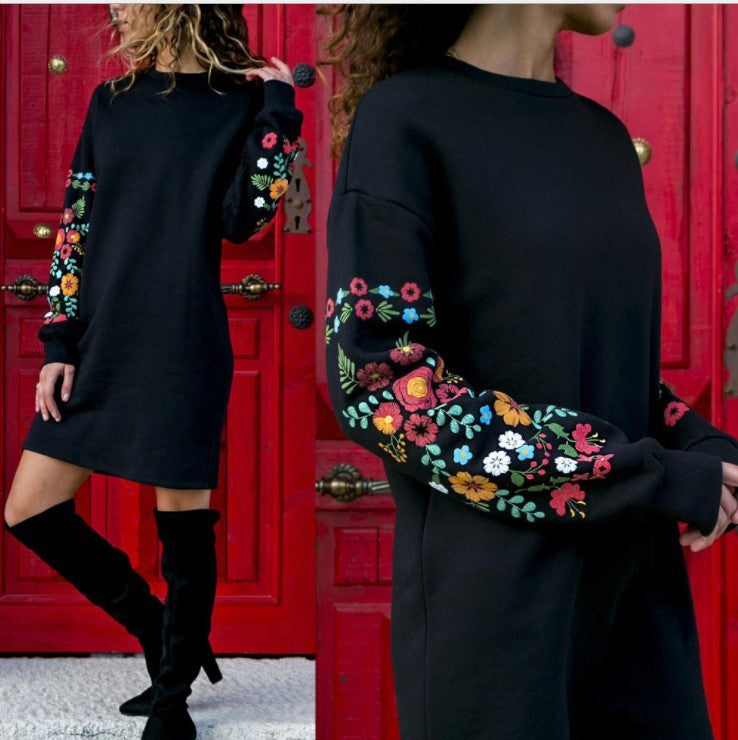 Women Autumn Winter Casual Long Sleeve Floral Embroidery Dress Vest A UN Women Mujeres Dresses Para Mujeres Dresses For Women by Glamytek