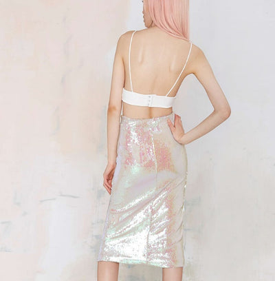 HDY Haoduoyi Women Summer Fashion Retro High Waist Skirt Sequined Pencil Bodycon Skirts by Glamytek