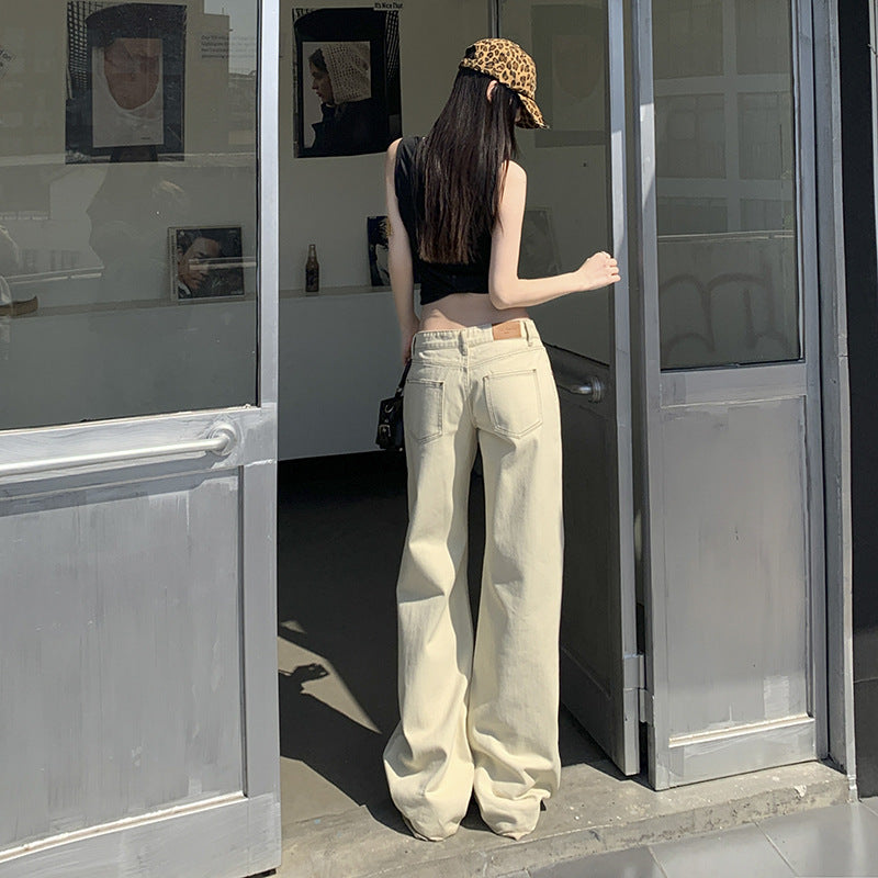 Retro hot girl style low-waisted wide-leg pants