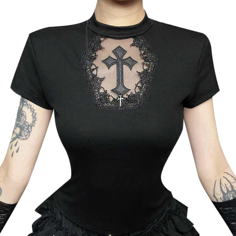 Women's Sexy Cross Print T-Shirt by Glamytek