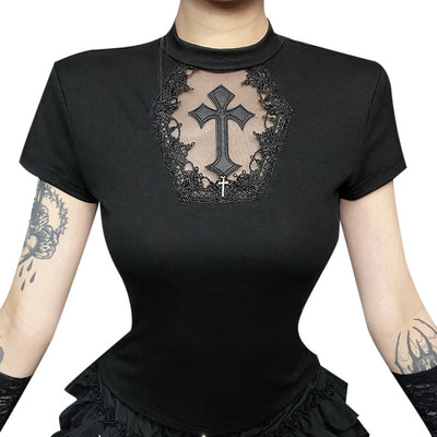 Women's Sexy Cross Print T-Shirt by Glamytek