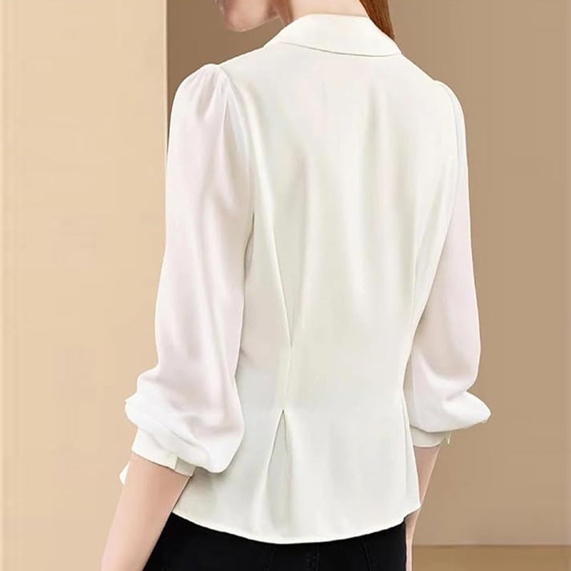 Autumn Solid Color Cardigan Shirt Women by Glamytek